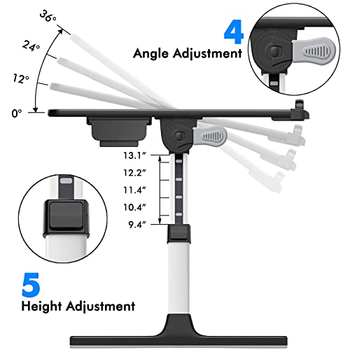 Laptop Bed Tray Table, Adjustable Foldable Bed Desk for Laptop with Storage Drawer Phone Holde for Eating, Working, Writing, Drawing