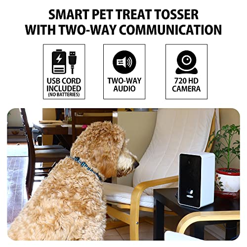 Smartphone-Controlled Pet Treat Dispenser with Camera and Two-Way Communication,WiFi,Alexa,and Google Home-Enabled Programmable Treat Dispenser