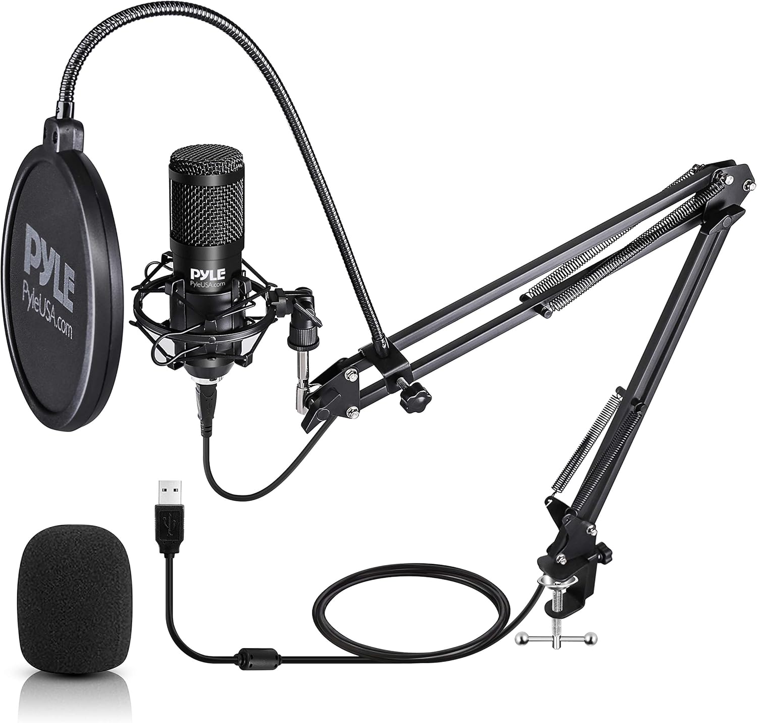 USB Microphone Boom Mic Kit - Audio Cardioid Condenser Mic w/Boom Arm Stand and Pop Filter - for Gaming PS4, Streaming, Podcast Kit, Studio, YouTube