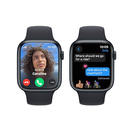 Apple Watch Series 9 [GPS 45mm] Midnight Aluminum Case with Midnight Sport Band, S/M (Renewed) - Radiant Selections