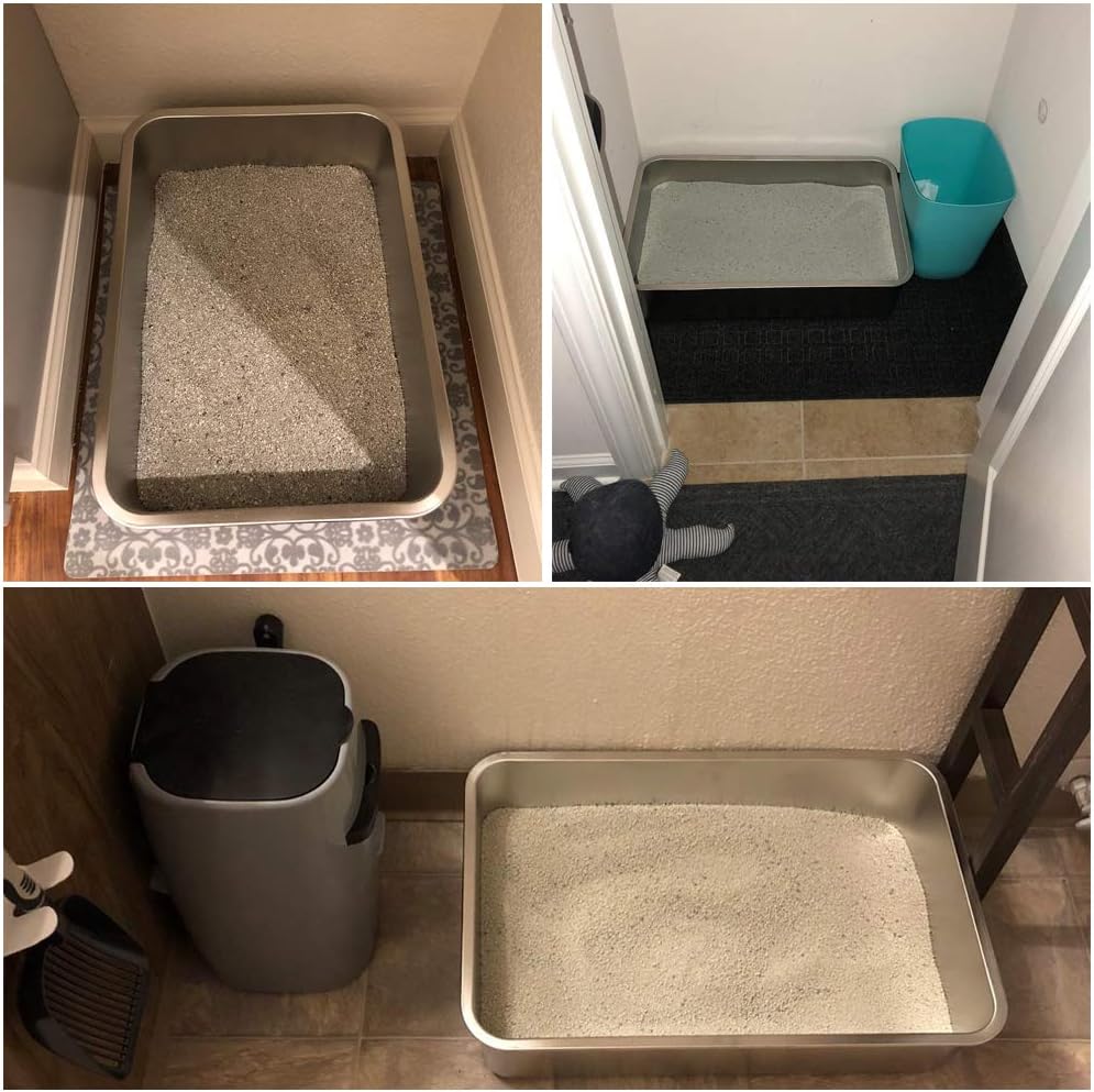 VehiGo Extra Large Metal Cat Litter Box, Stainless Steel Durable Litter Pan for Large or Multiple Cats