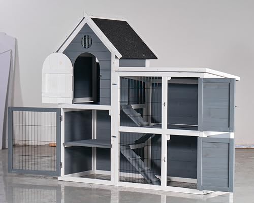 122" Large Chicken Coop with Run,Outdoor Chicken Run W/Nesting Box & Perch,Wooden Hen House W/Ramp & Sliding Trays