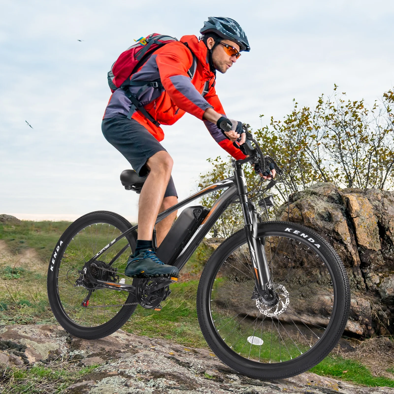 PEXMOR Electric Bike, 27.5" 500W Electric Mountain Bike EBike 48V 13AH Removable Battery