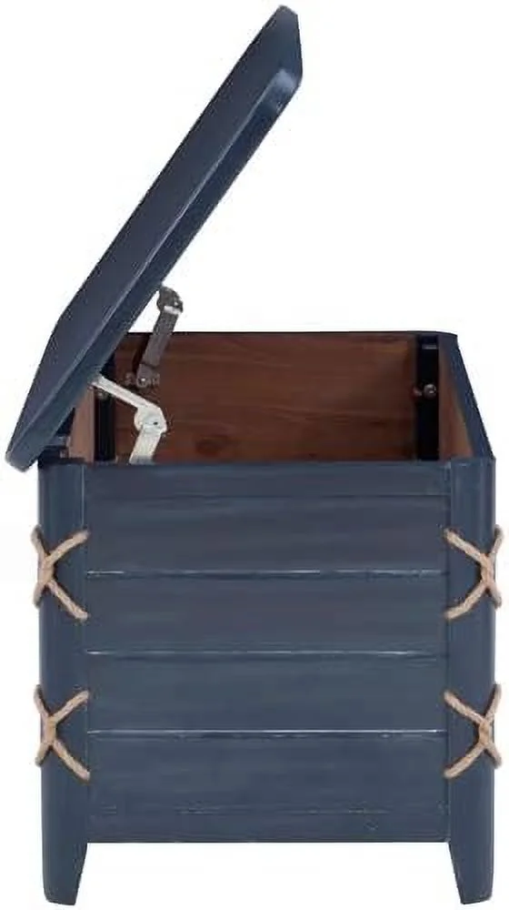 Zana Wood Rope Cedar Lined Storage Chest In Blue
