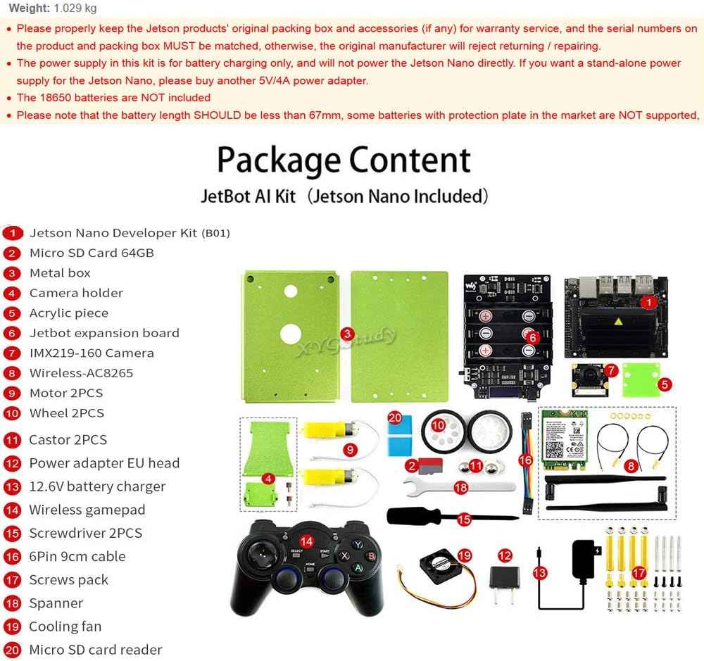 JetBot AI Kit Based on Jetson Nano to Build Smart AI-Based Robot JetBot with Front Camera Eye and ROS Nodes Code Dual Mode Wireless WiFi Bluetooth