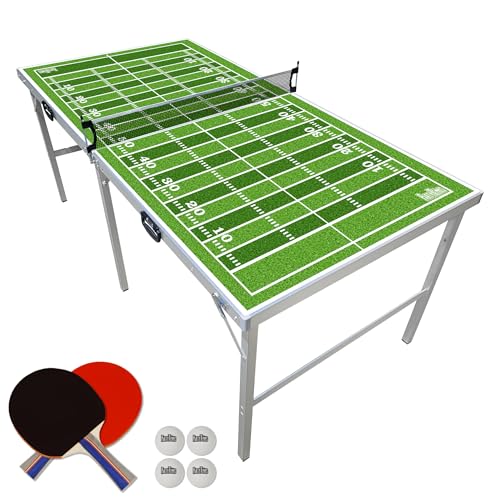PartyLife 6 ft x 3 ft Ping Pong Table Tennis Table | Mid-Size Portable Folding Indoor Outdoor Ping Pong Table Tennis Table w/Optional LED Lights |