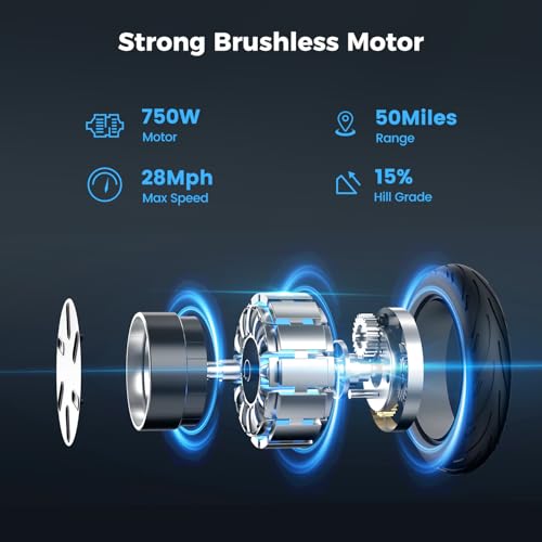 iScooter Electric Scooter for Adults,50/30 Miles Range, 28 MPH Top Speed, 800/750W Motor, 10" Pneumatic Tires