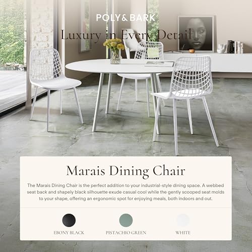 POLY & BARK Isla Modern Kitchen Chairs Set of 4 - Plastic Dining Chair with Metal Legs