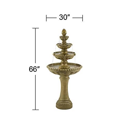 Sag Harbor 66" High Stone 4-Tier LED Outdoor Floor Fountain