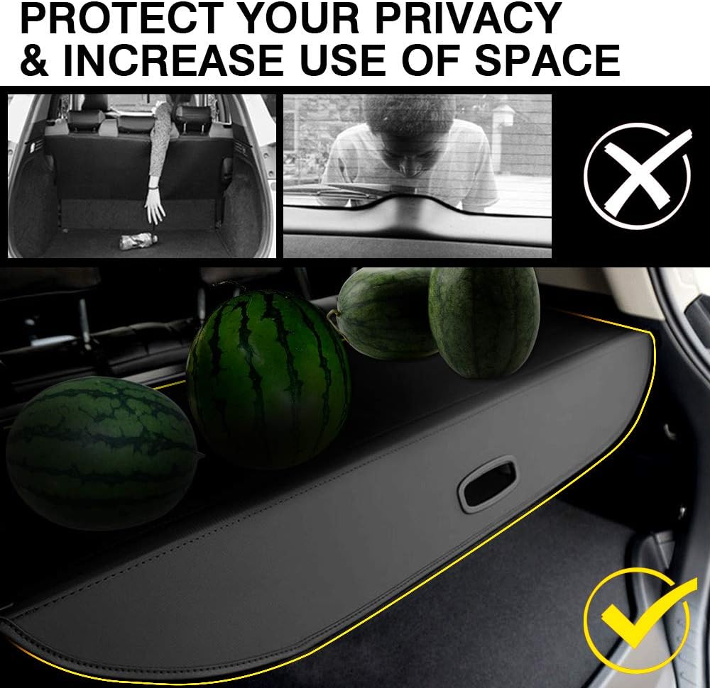 Powerty Only Fit for Cargo Cover Jeep Cherokee 2019 2020 2021 2022 Retractable Rear Trunk Security Cover Shielding Shade Black No Gap( (Not for Grand
