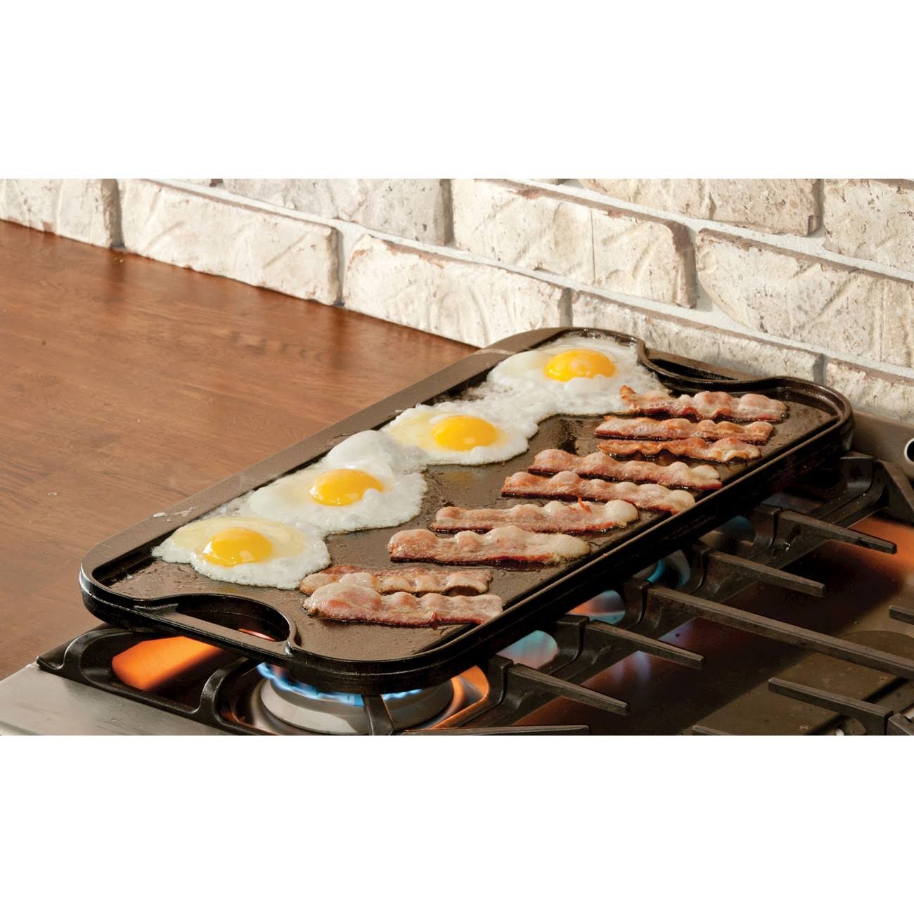 Lodge Logic Cast-Iron Reversible Grill u0026 Griddle, Black