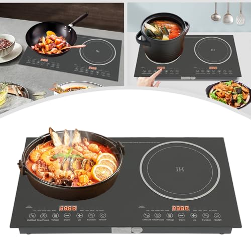 Portable Electric Induction Cooker And Ceramic-Cooker Cooktop Countertop Double Burner Setting Countertop Burner w/8 Gear Firepower