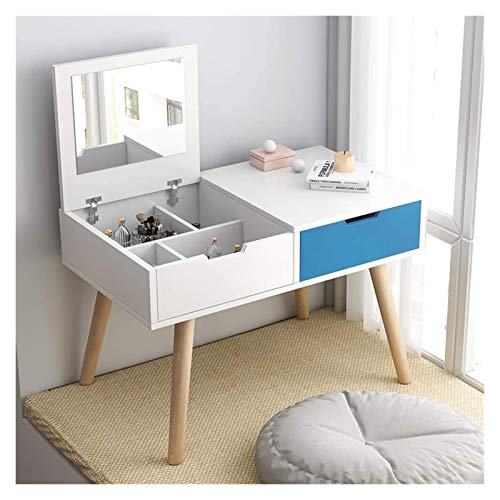 Luxurious Makeup Vanity Desk for Princess's Gift, 2-in-1 Vanity Table with Flip Top Mirror Makeup Dressing Table Mini Writing Desk with Drawers
