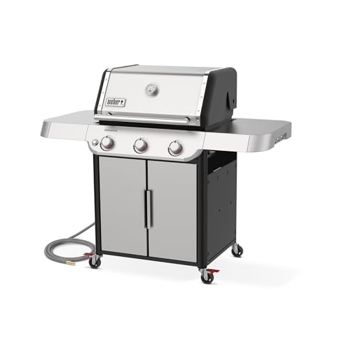 Weber Genesis S-315 Liquid Propane Gas Grill for Outdoor Grilling, 3 Burners, Stainless Steel