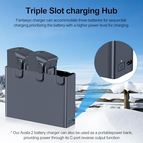 Fantasyo Avata 2 Series Battery 2 Packs 2150mAh and Triple Avata 2 Series Two-Way Charging Hub Kit Compatible with DJI Avata 2 Drone