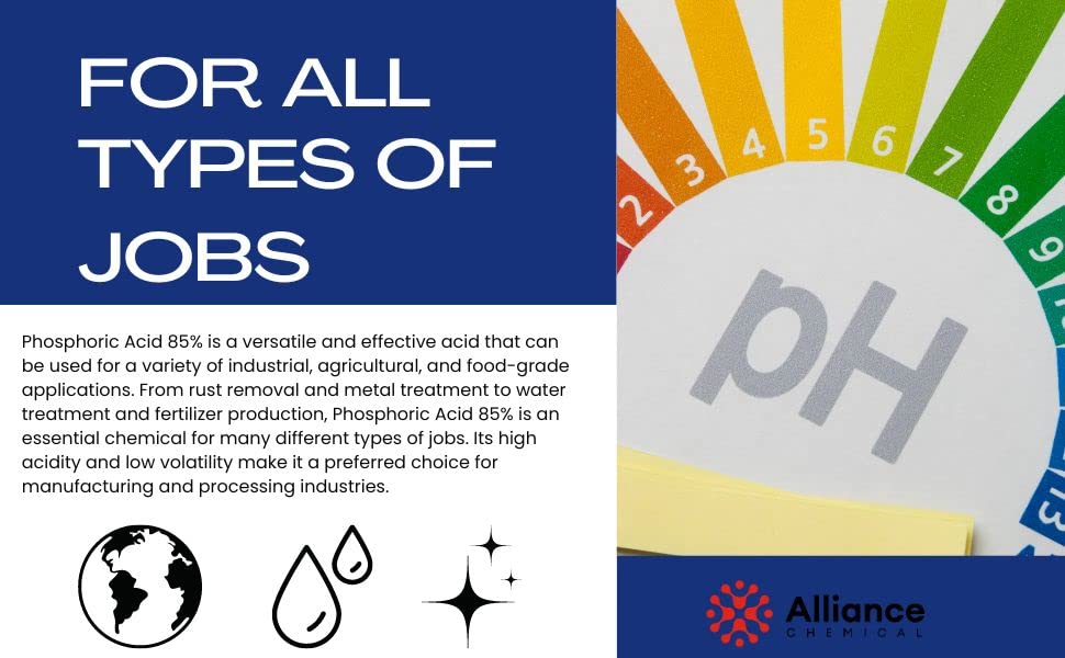 Phosphoric Acid 85% Technical Grade - 1 Gallon - Uses: PH Control and Adjustment, Corrosion Inhibitor, Activating Agent, Personal Care