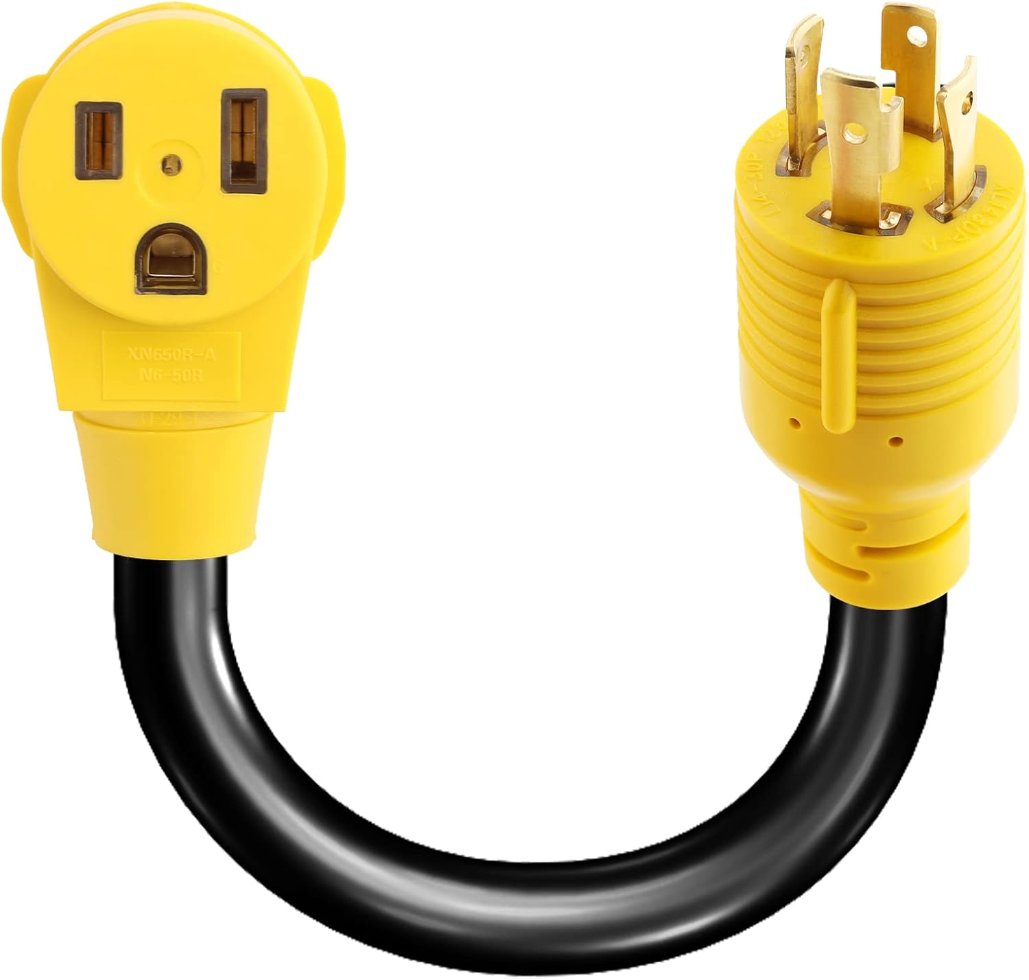 Flameweld RV Generator Adapter Cord - L14-30P Locking Male Plug to 14-50R Female with Handle