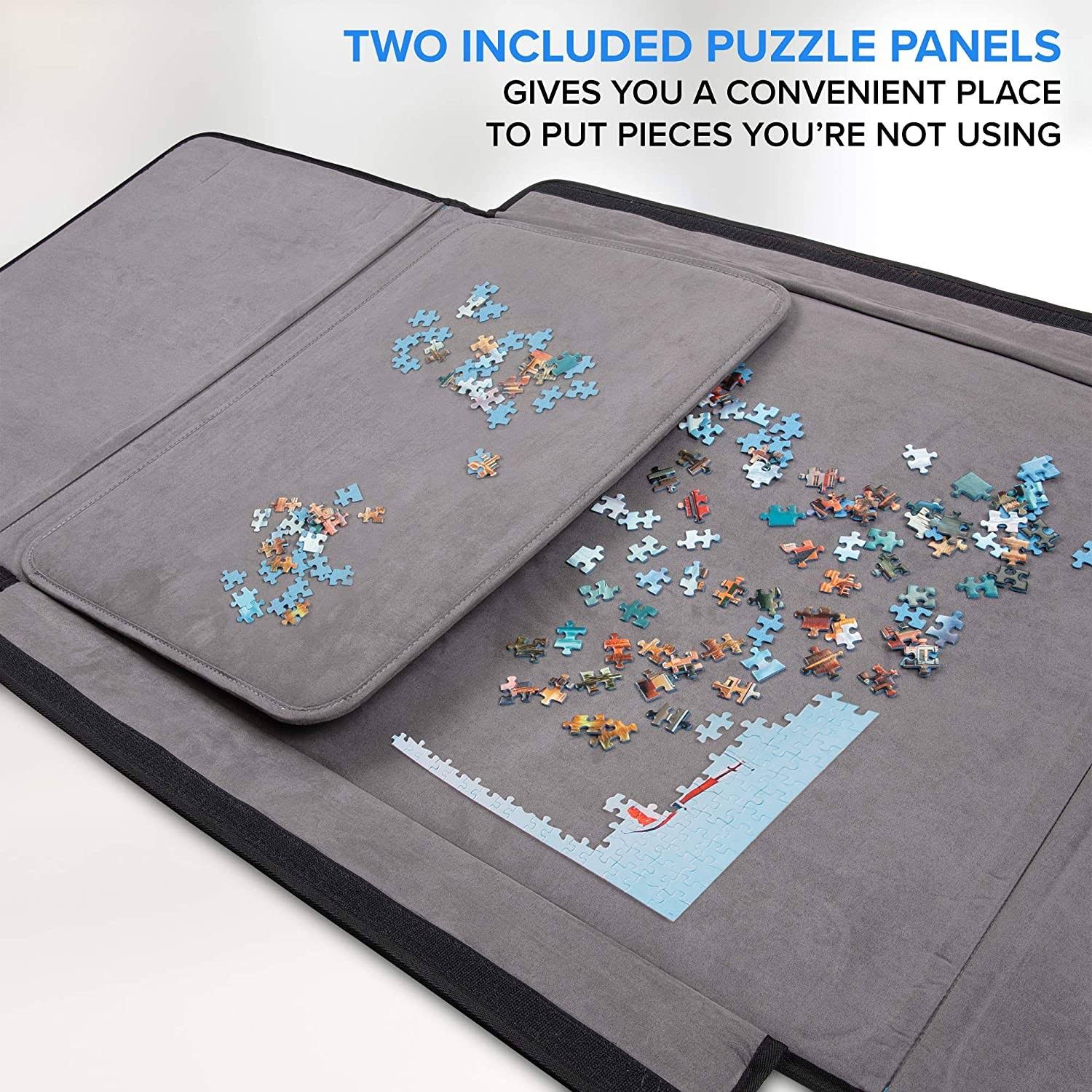 Jumbl 1000-Piece Puzzle Caddy | Portable Jigsaw Puzzle Mat, Organizer, Storage u0026 Travel Case with Non-Slip Felt Surface, [2]