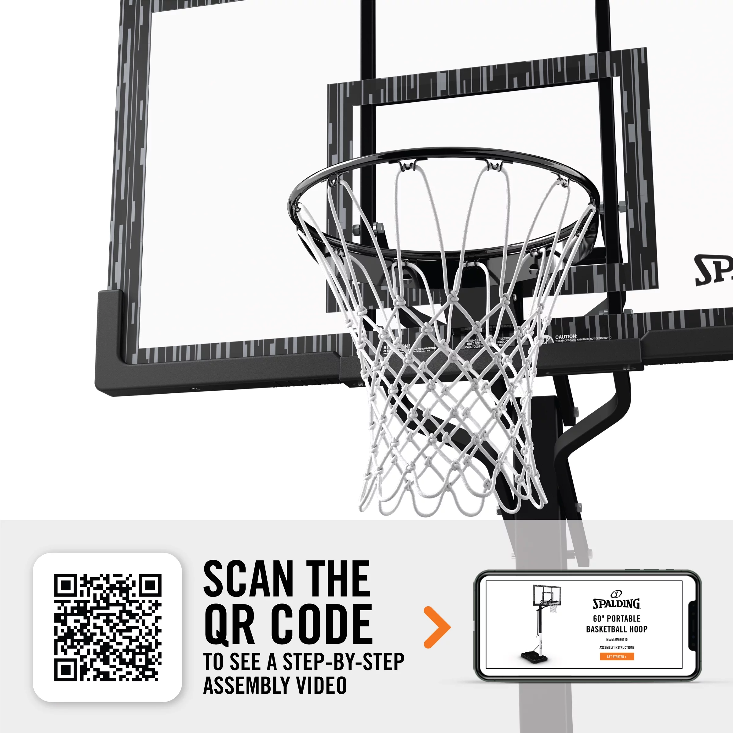 Spalding 60 In. Acrylic Screw Jack Portable Basketball Hoop System