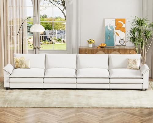 Homall 119" Modular Sectional Sofa, L Shaped Sofa Couch with Reversible Ottoman, DIY Combination Chenille Deep 3-Seat Cloud Couch for Living Room