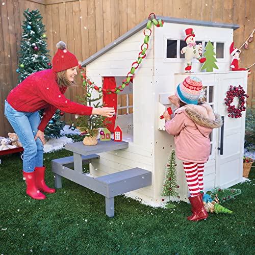KidKraft Modern Outdoor Wooden Playhouse with Picnic Table, Mailbox and Outdoor Grill ,Gift for Ages 3+