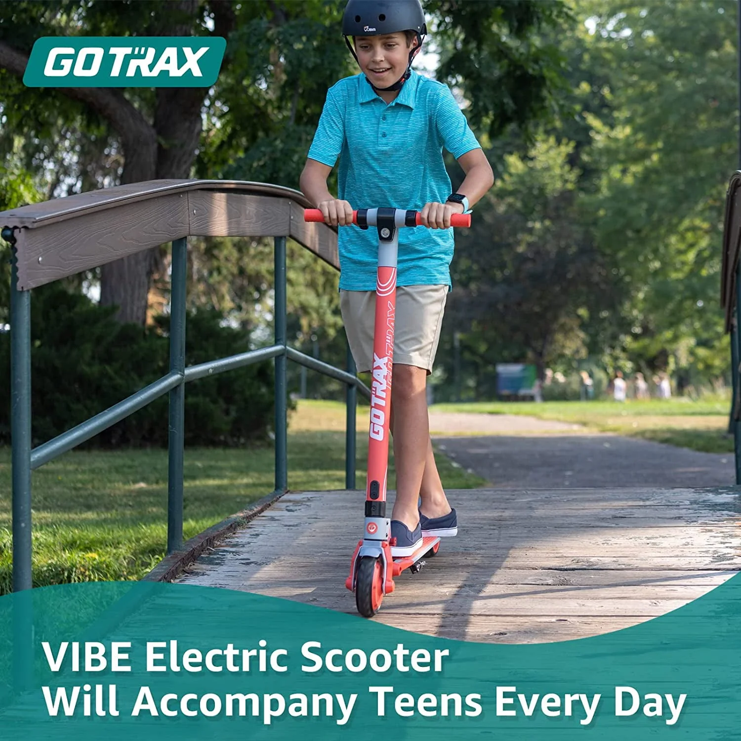 GOTRAX Vibe Electric Scooter for Kids Teens 8-15, 250W 6.5 Tires 7 Miles Foldable Commuting E-Scooter, Blue
