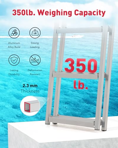 CO-Z 3 Step Removable Dock Ladder, Pontoon Boat Ladder with 350lb Load, Aluminum Swim Ladder with Wide Step & Nonslip Tread