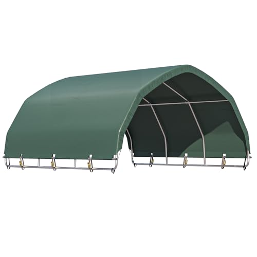 YOLENY Corral Shelter (Green, 12'x12'), Heavy Duty Round Style Canopy, Waterproof and UV Treated Universal Cover