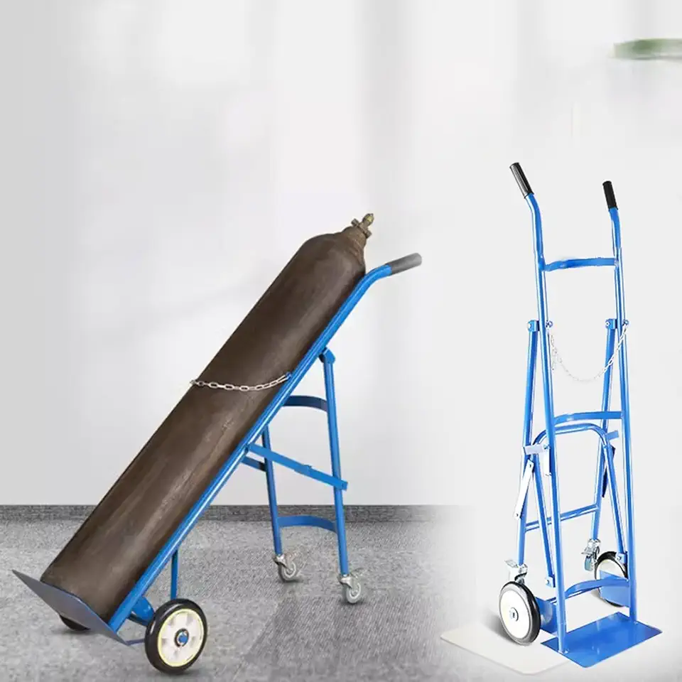 Oxygen Tank Holder Single Cylinder Oxygen Tank Cart Dolly for Laboratory, Portable Rolling Gas Cylinder Fixed Shelf with Wheels