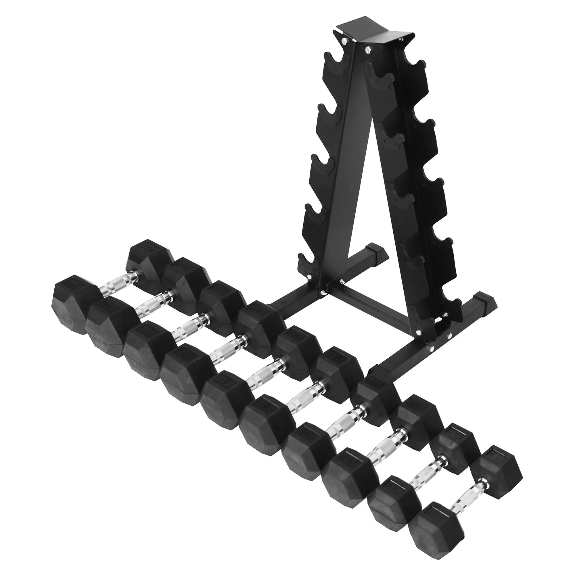 BalanceFrom Signature Alloy Steel 200 lb Rubber Encased Hex Dumbbell Set