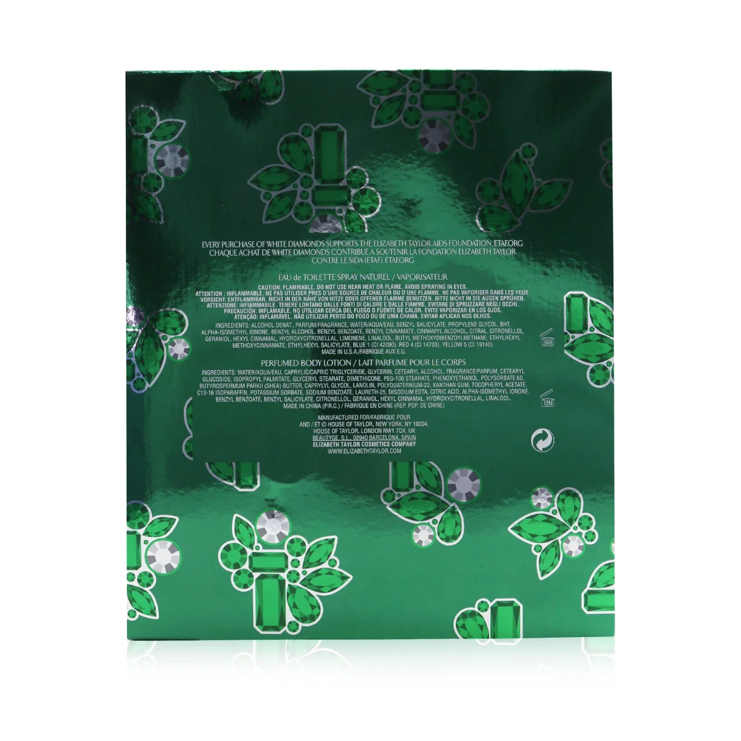 Elizabeth Taylor Diamond & Emerald Coffret: Eau De Toilette Spray 100ml/3.3oz + Perfumed Body Lotion 100ml/3.3oz  2pcs
