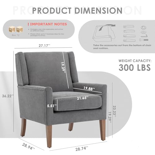 COLAMY Modern Wingback Living Room Chair, Upholstered Fabric Accent Armchair