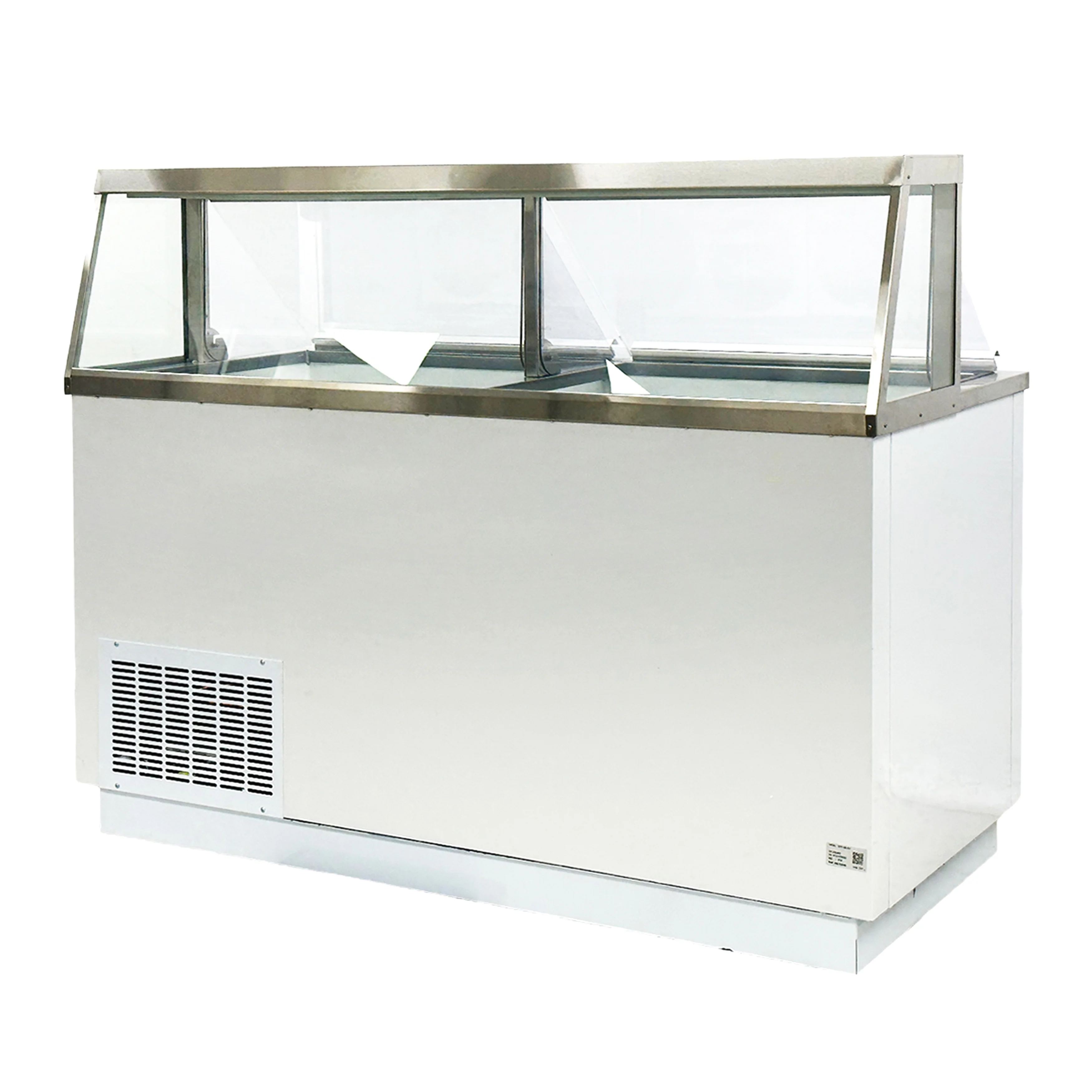 68 in. 12 Tub Ice Cream Gelato Dipping Cabinet Display Freezer, Understorage Big Capacity, Viewing Window, White