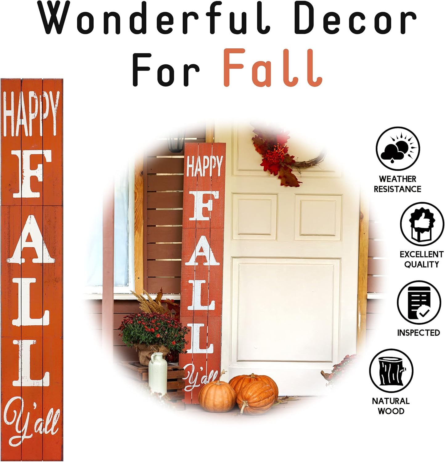Outdoor Welcome Sign for Front Porch Decor, Interchangeable Seasonal Icons Vertical Welcome Sign, Modern Farmhouse Decor for The Home