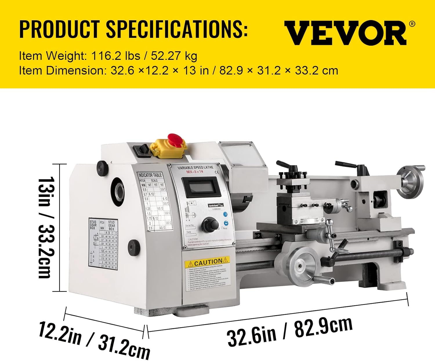 VEVOR Mini Metal Lathe 8"x14", Mini Lathe Machine 2250 PRM Variable Speed Change, Precision Mini Lathe 650W Metal Working Lathe, Small Metal Lathe