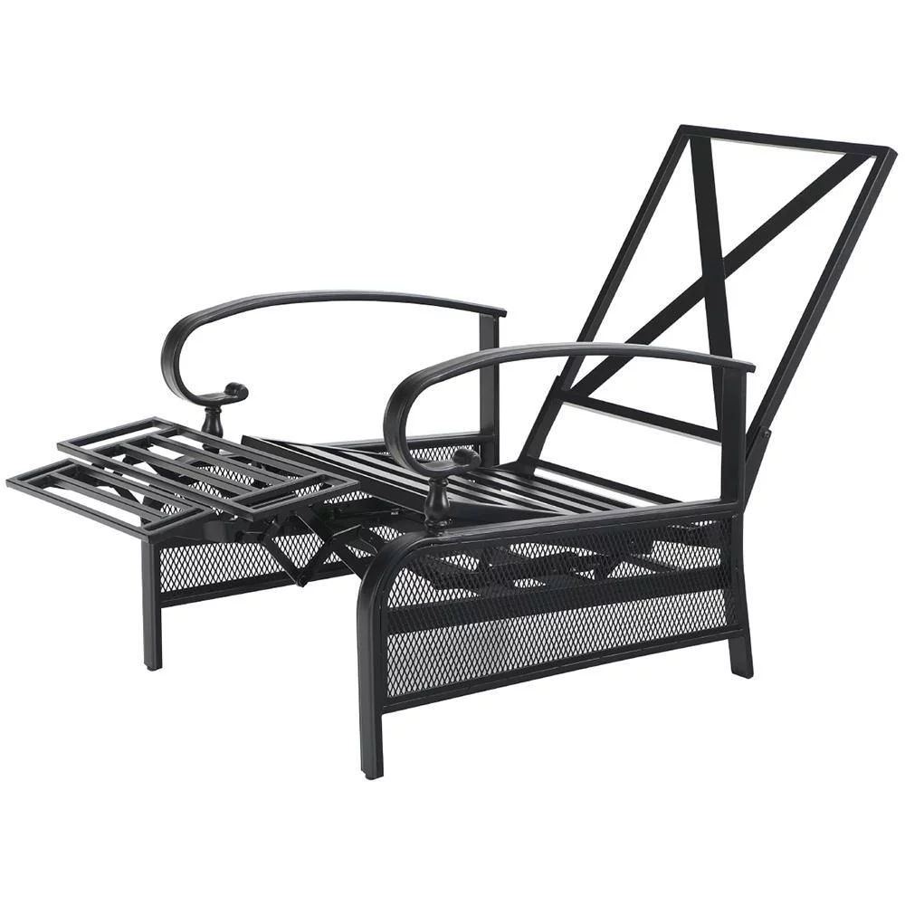 Sophia & William Set of 2 Outdoor Patio Steel Recliner Lounge Chair , Beige
