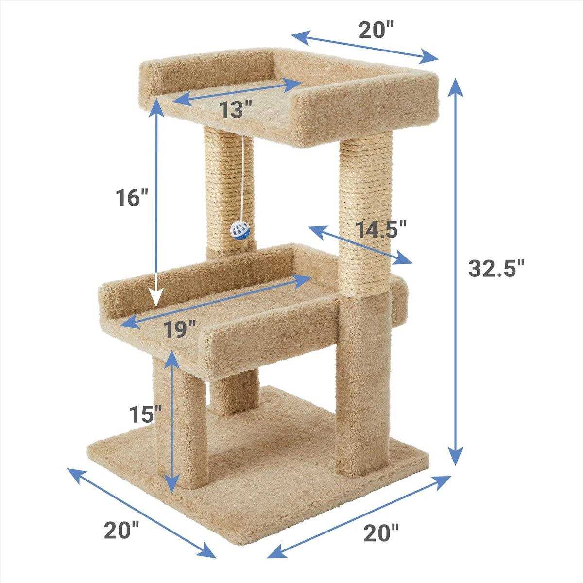 Frisco 32-in Real Carpet Wooden Cat Tree with Toy - Pet Supplies online store