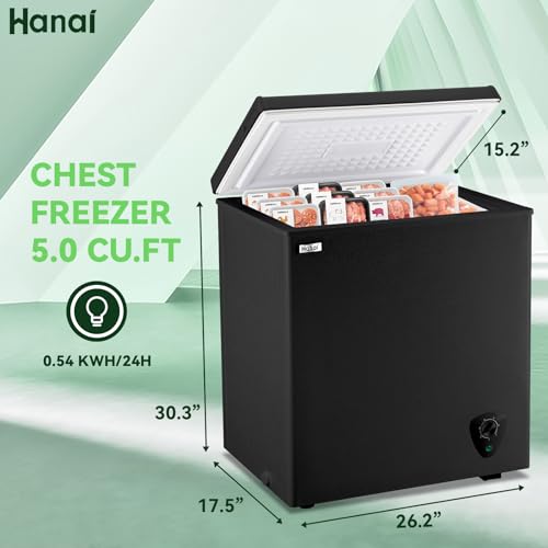 Chest Freezer Small Deep Freezers WANAI 3.5 Cubic Feet Mini Freezer White Free-Standing Top Door Freezer Removable Storage Basket Compact 7