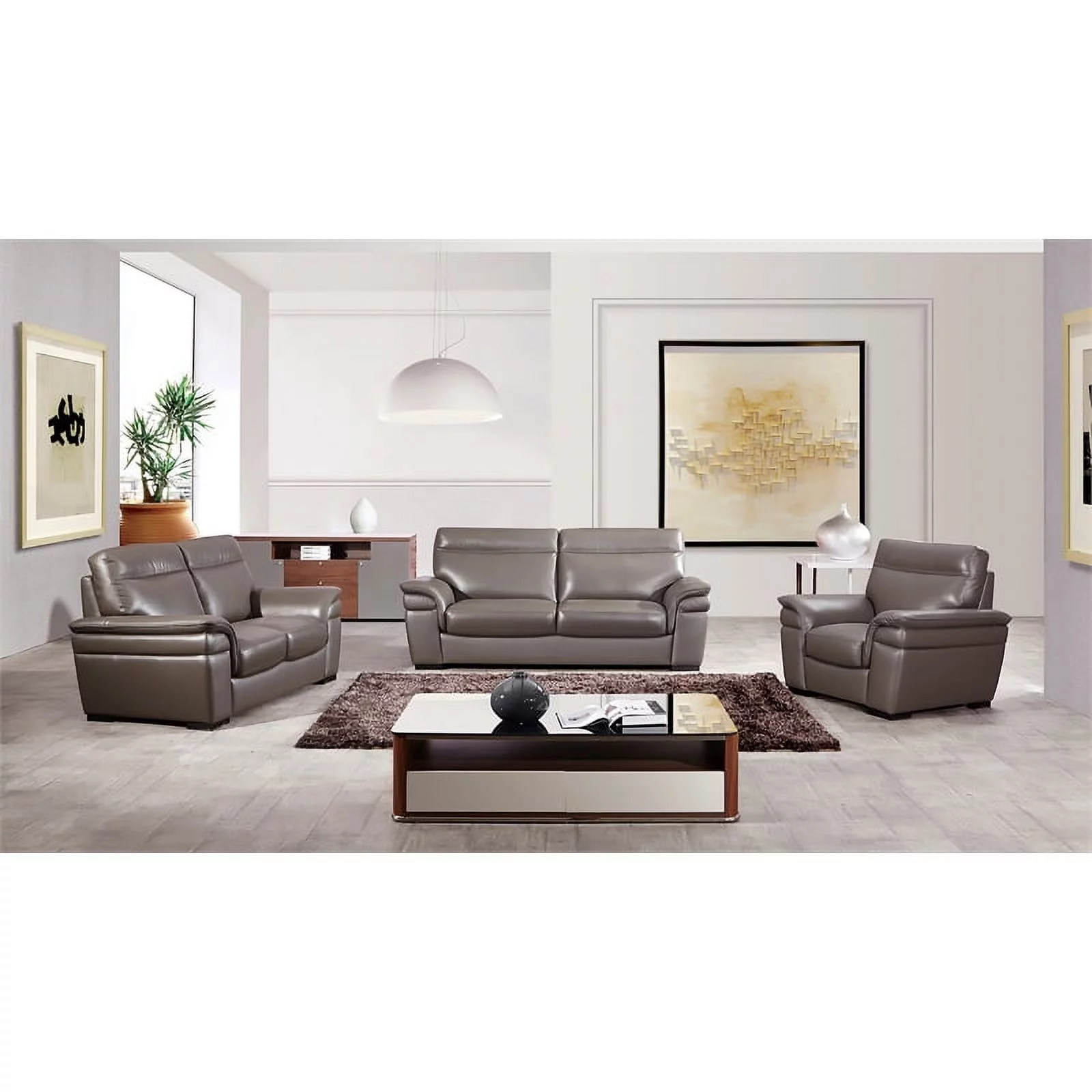 EK020 Taupe (Brown) Color With Italian Leather Loveseat
