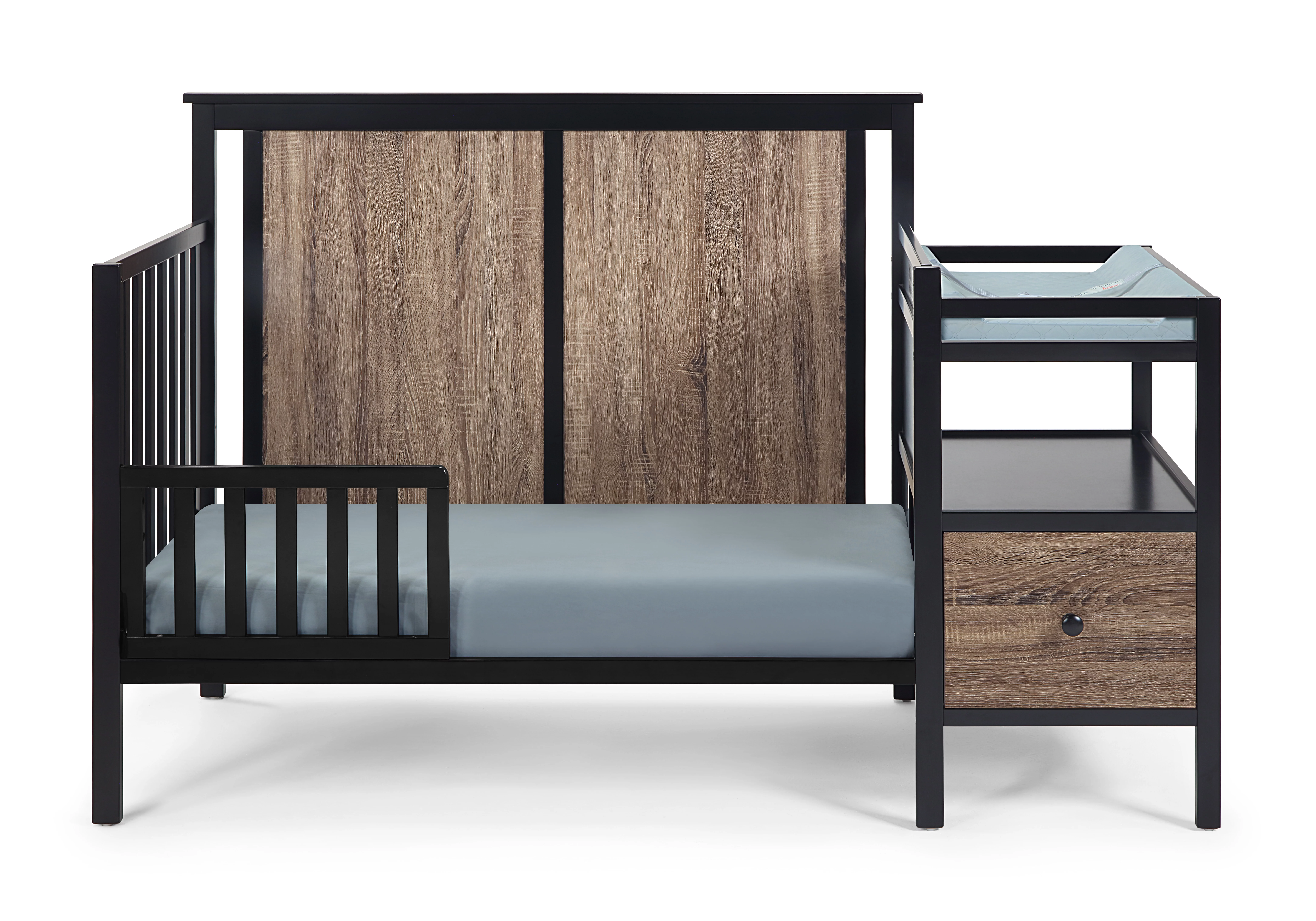 Suite Bebe Connelly 4-in-1 Convertible Mini Crib with Mattress Pad, Black