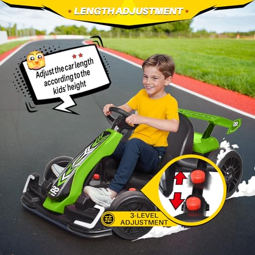 Blitzshark 24V Kids Go Kart 300W Powerful Drift Kart Electric Pedal Kart Outdoor Race Toy, with 2X150W Strong Motor, 7AH Big Battery