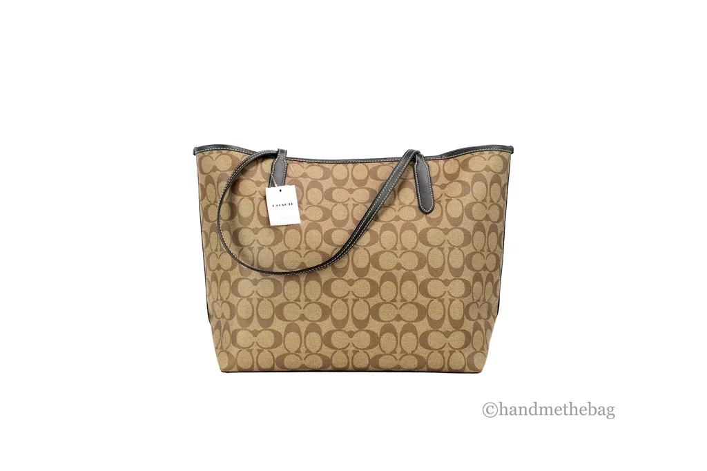 Coach (CB869) Varsity Khaki Amazon Green Multi Signature Canvas City Tote Bag