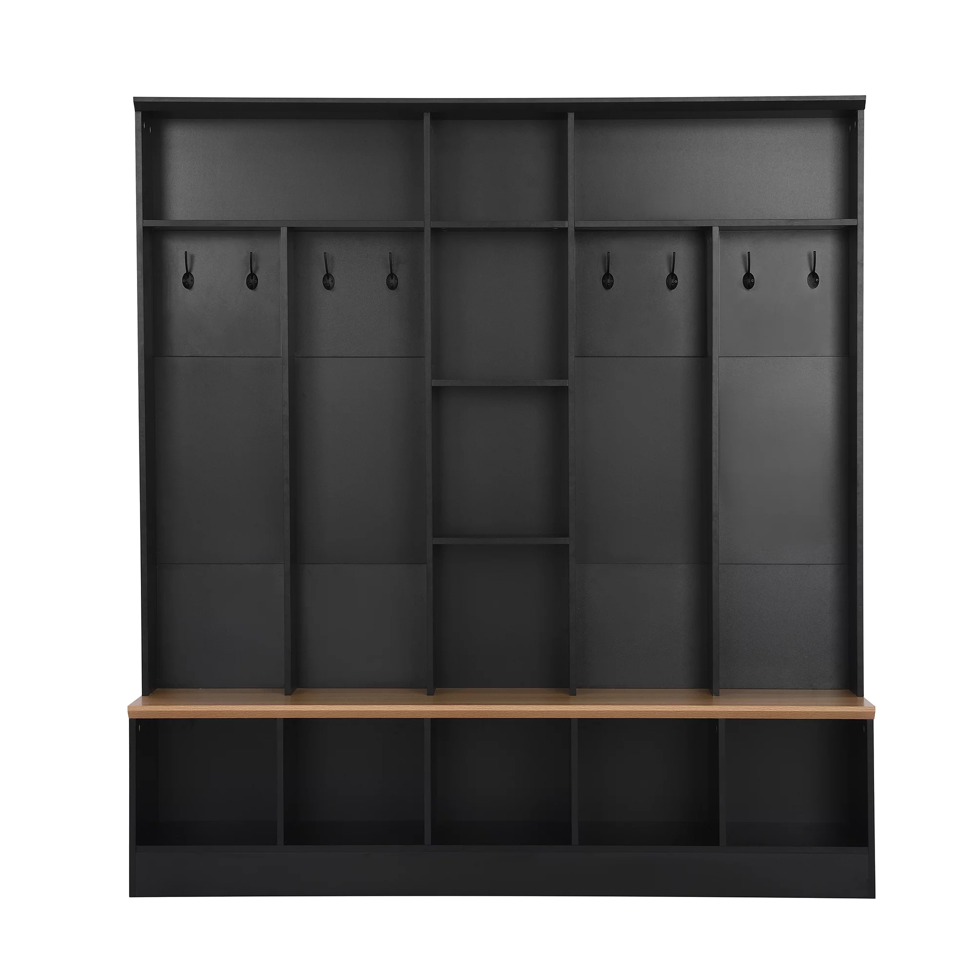 CoSoTower Wide Design Hall Tree with Storage Bench, Minimalist Shoe Cabinet with Cube Storage & Shelves