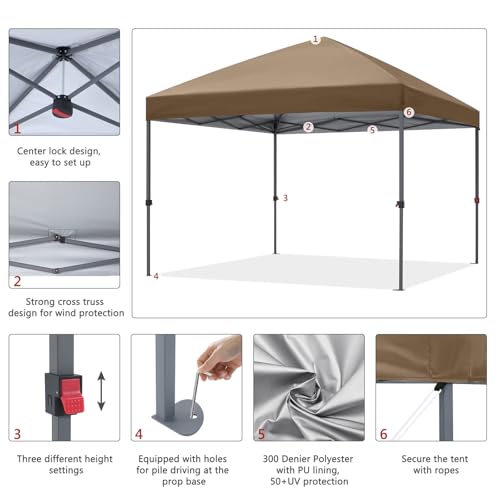 ABCCANOPY Durable Easy Pop up Canopy Tent 10x10, Red