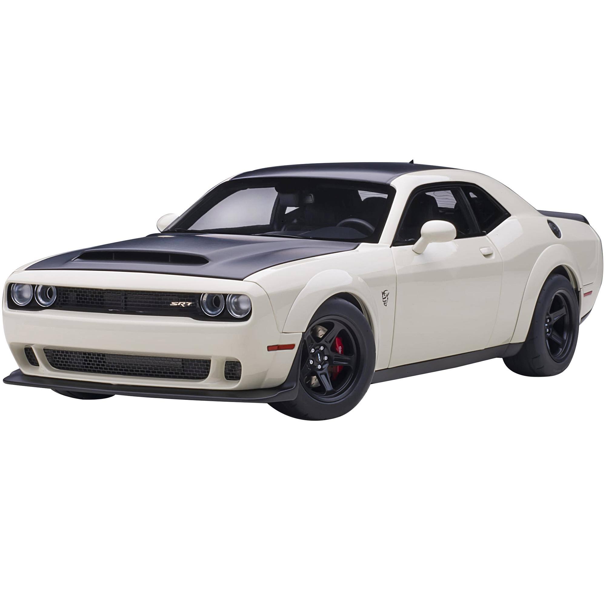 Dodge Challenger SRT Demon Knuckle White and Satin Black 1/18 Model Car by AUTOart