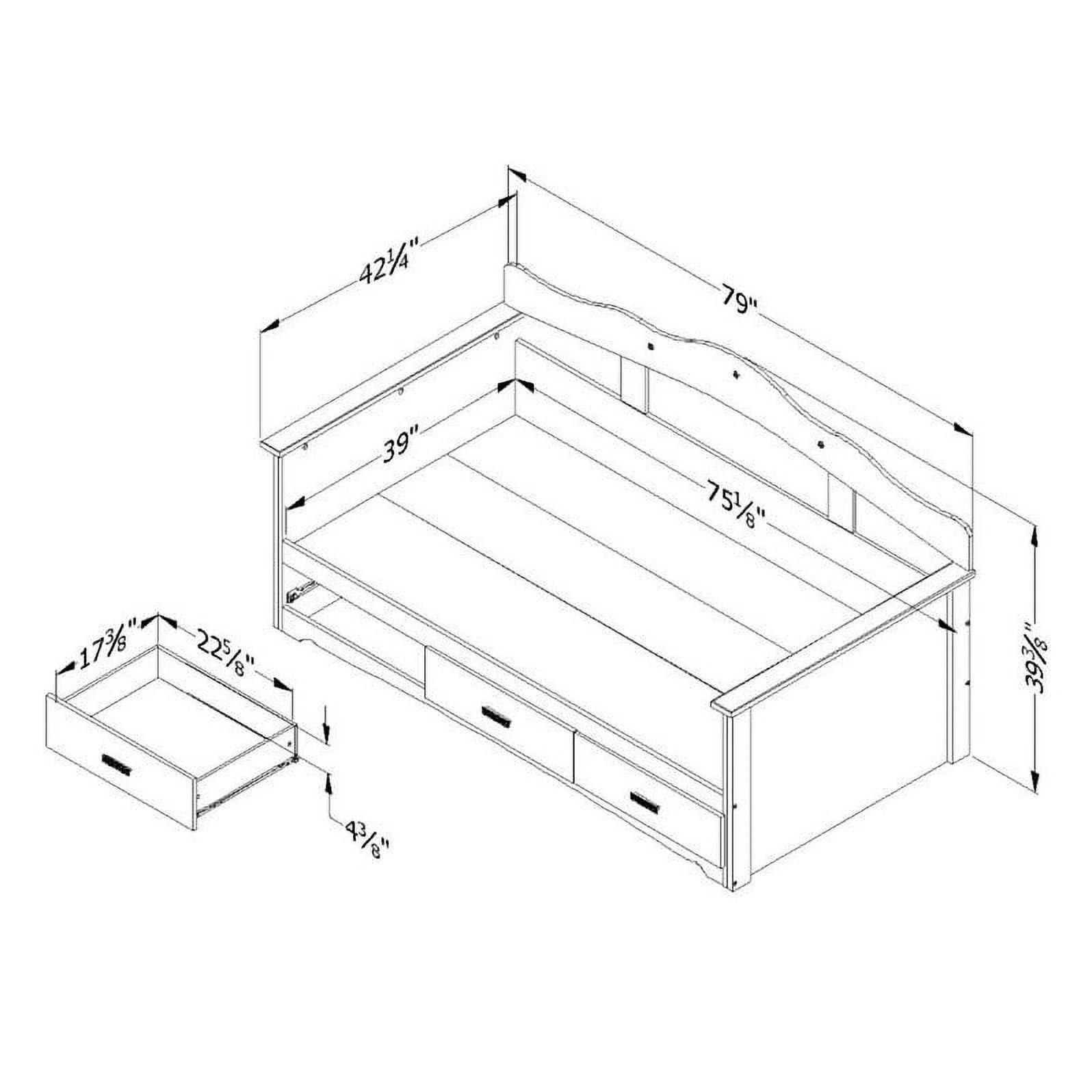 South Shore Tiara Twin Daybed with Storage (39"), White