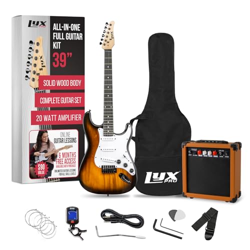 LyxPro Electric Guitar 39" inch Complete Beginner Starter kit Full Size with 20w Amp, Package Includes All Accessories, Digital Tuner, Strings, Picks