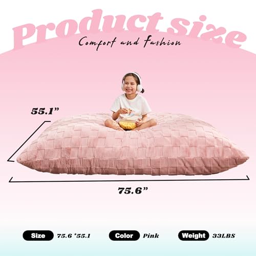 Hobestluk 3 in 1 Bean Bag Chair Giant Bean Bag Chairs Convertible Bean Bag Floor Cushion with Machine Washable Cover