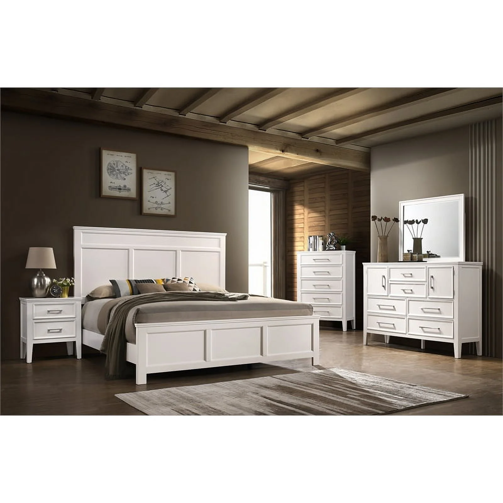 New Classic Furniture Andover Traditional Wood Full Bed in White