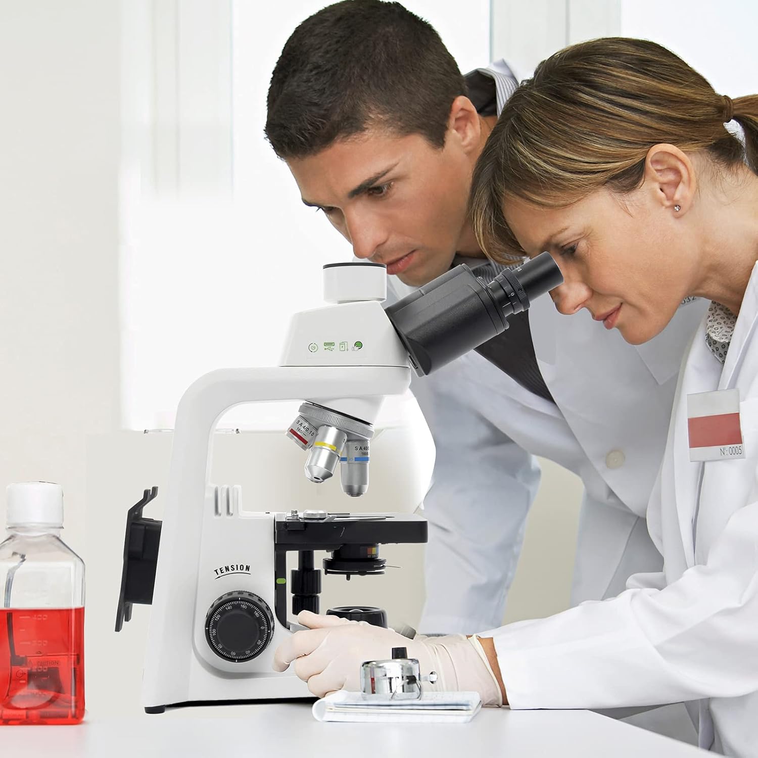 Swift Stellar 1-T Professional Lab Compound Microscope, 40X-2500X Magnification, Siedentopf Trinocular Head, Mechanical Stage, Ultra-Precise Focusing